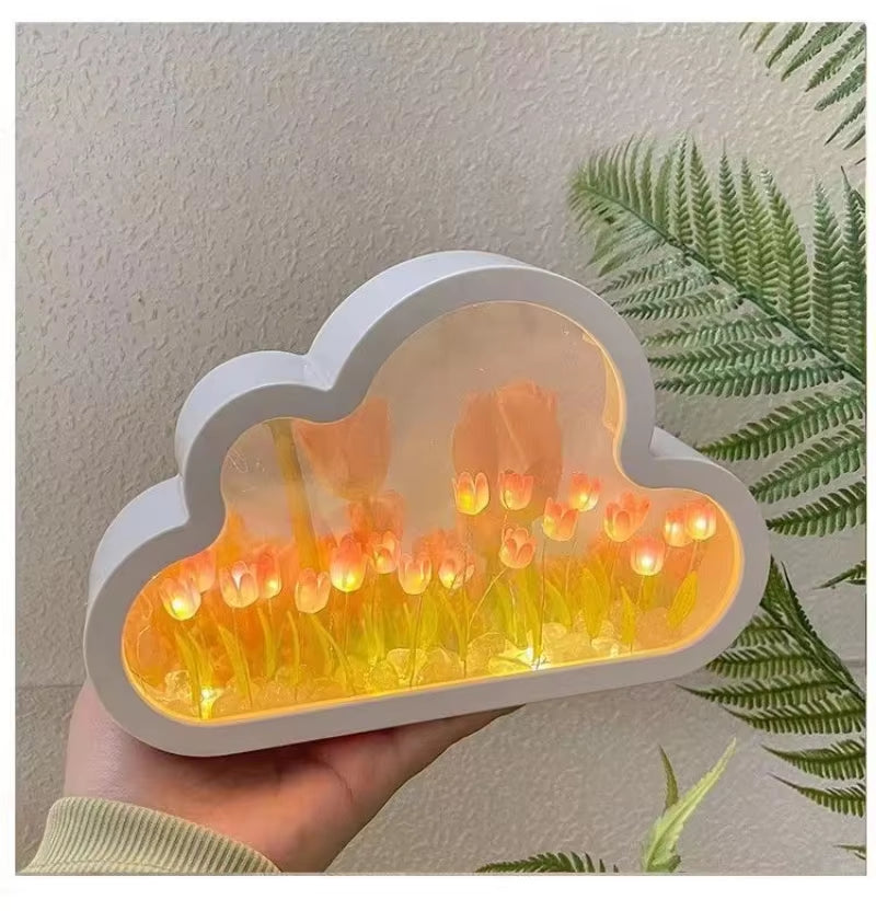 Tulip Cloud Sea of Flowers Night Light - Creative Atmosphere Lamp for Desktop Decoration and Qixi Festival Gift