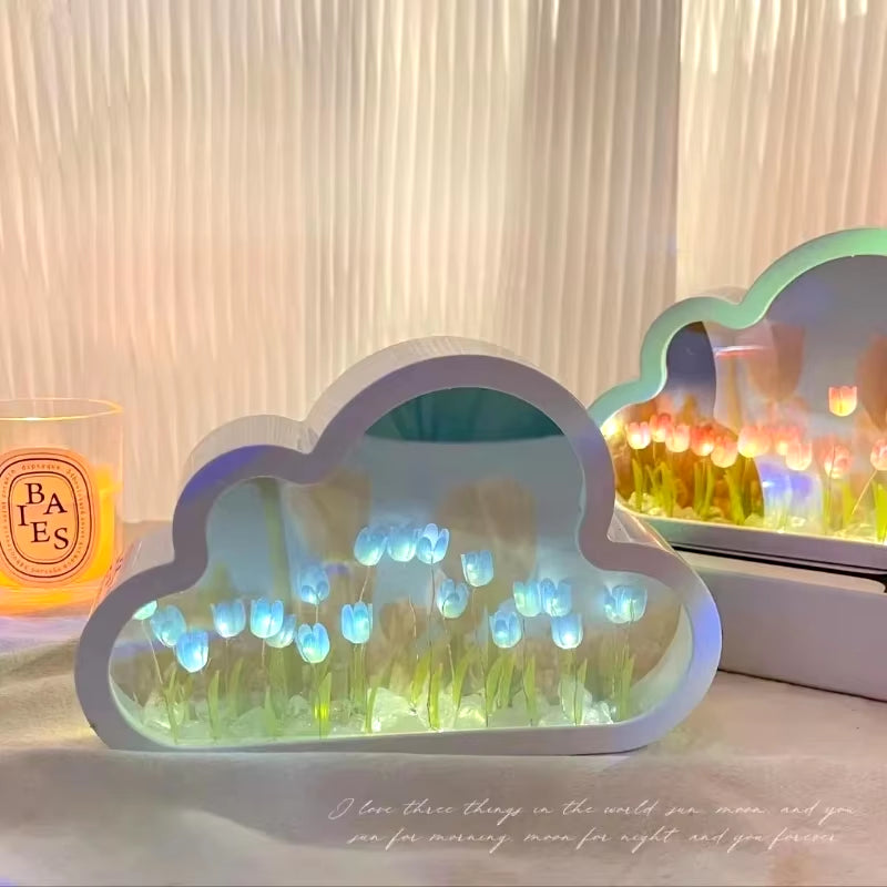 Tulip Cloud Sea of Flowers Night Light - Creative Atmosphere Lamp for Desktop Decoration and Qixi Festival Gift