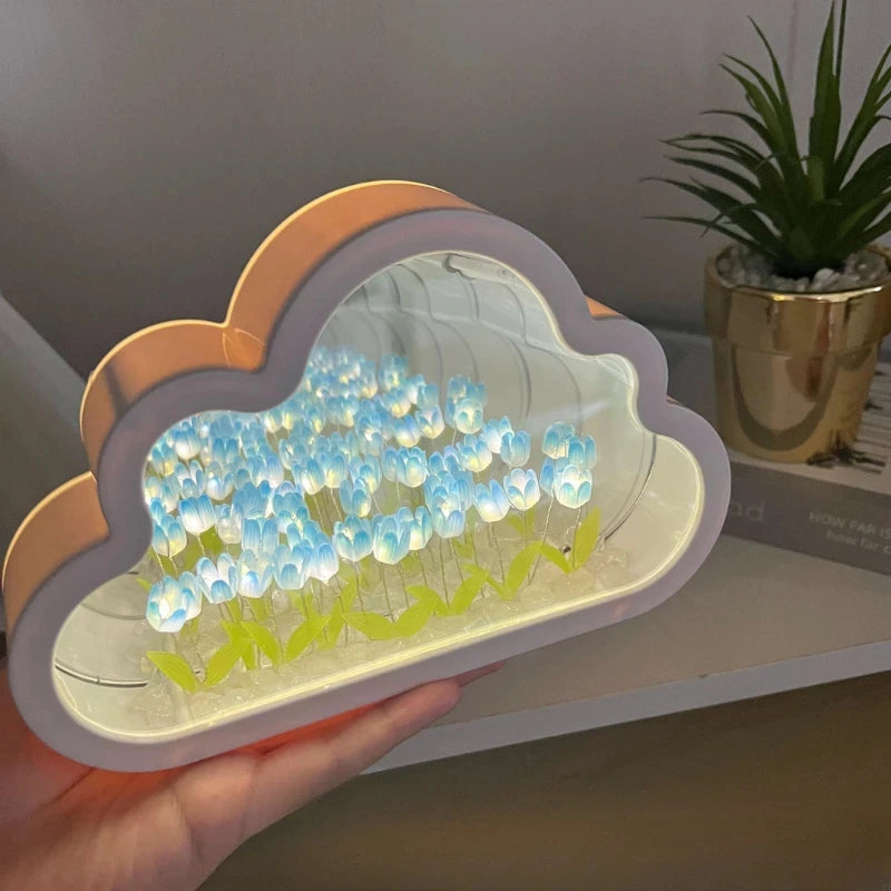 Tulip Cloud Sea of Flowers Night Light - Creative Atmosphere Lamp for Desktop Decoration and Qixi Festival Gift