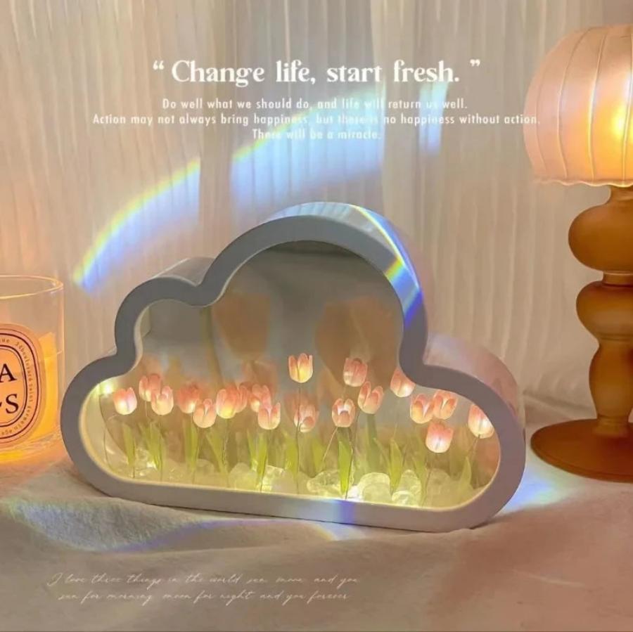 Tulip Cloud Sea of Flowers Night Light - Creative Atmosphere Lamp for Desktop Decoration and Qixi Festival Gift